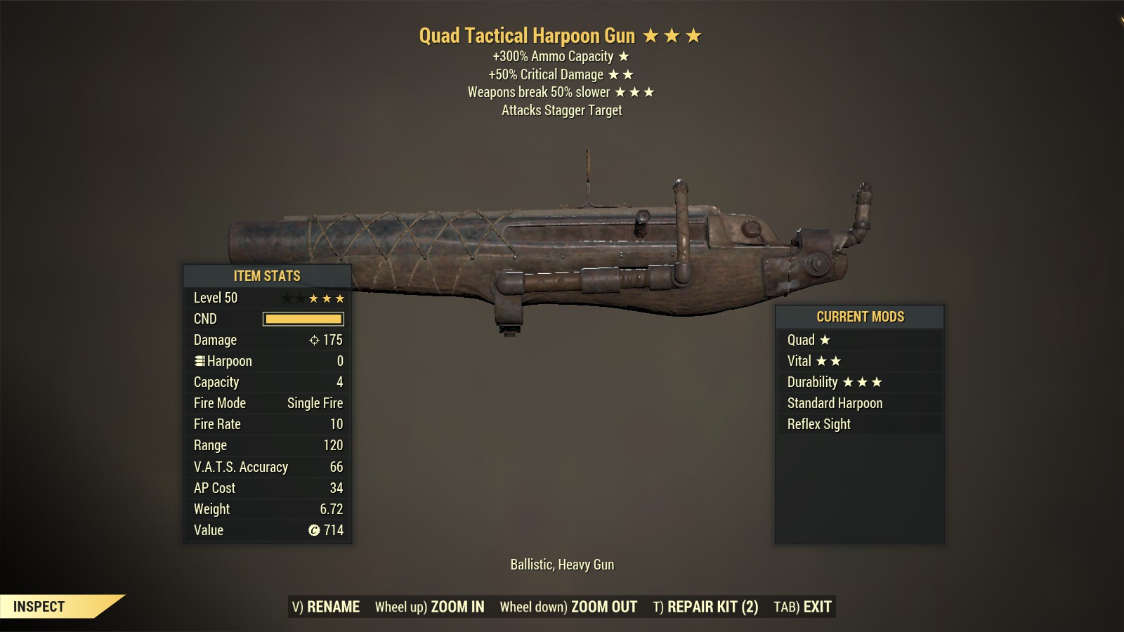 Quad【Vital + Durability】Harpoon Gun